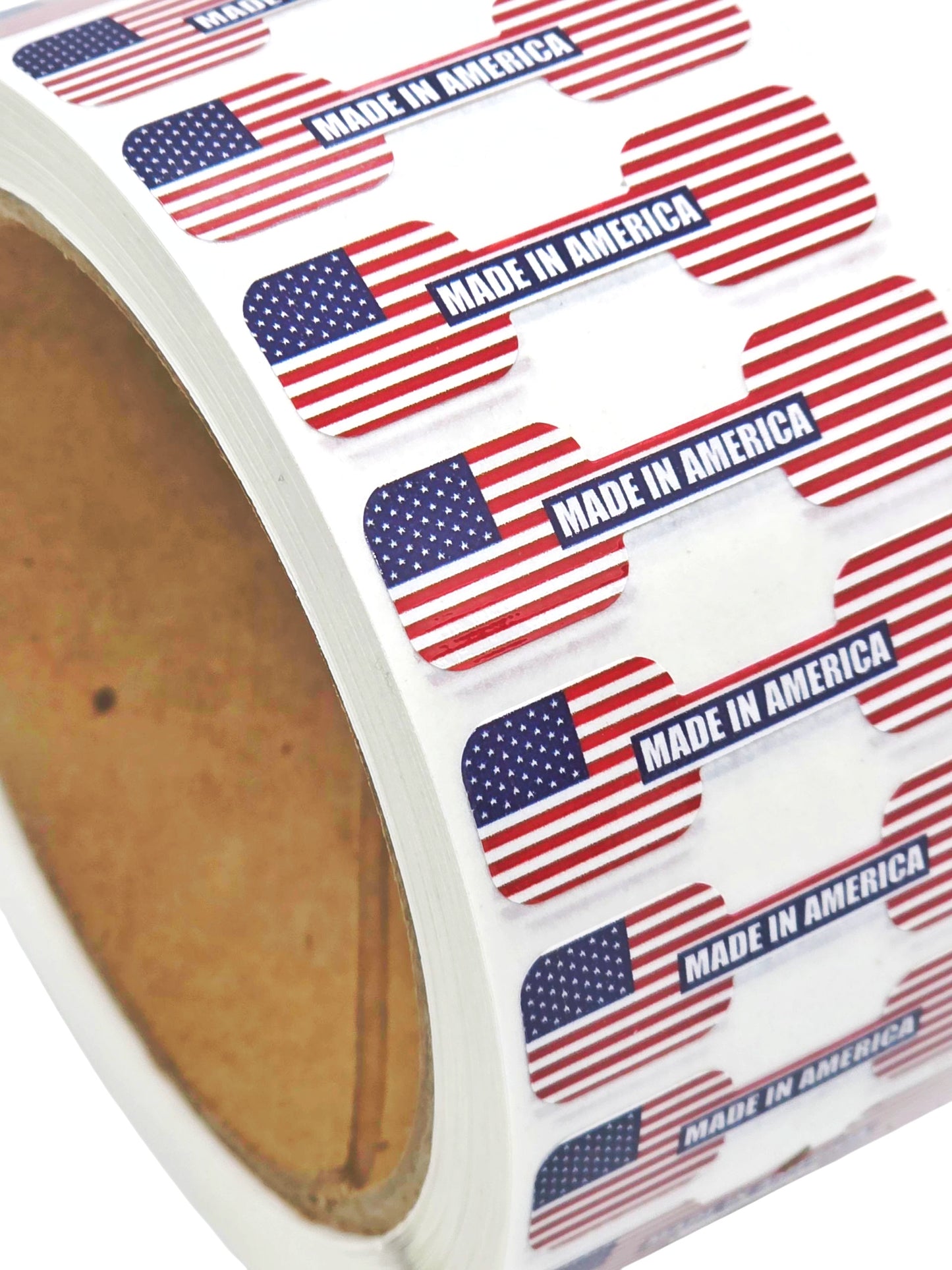 1000 Made in America Tamper Evident Barbell Labels – Patriotic Flag Seal Roll