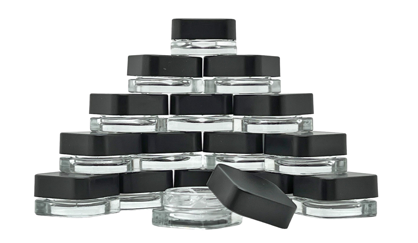 9ml Square Glass Concentrate Jars – Child Resistant Dab Containers with PTFE Liner (1g Wax / Rosin Jars)