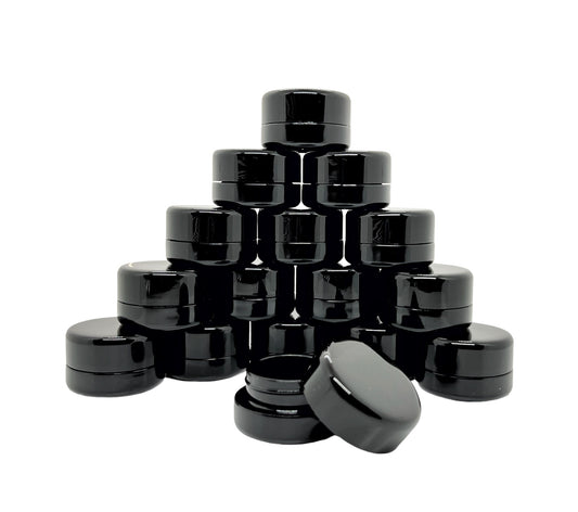 9ml Round Thick Base Glass Concentrate Jars – Child Resistant Dab Containers (1g Wax / Rosin)