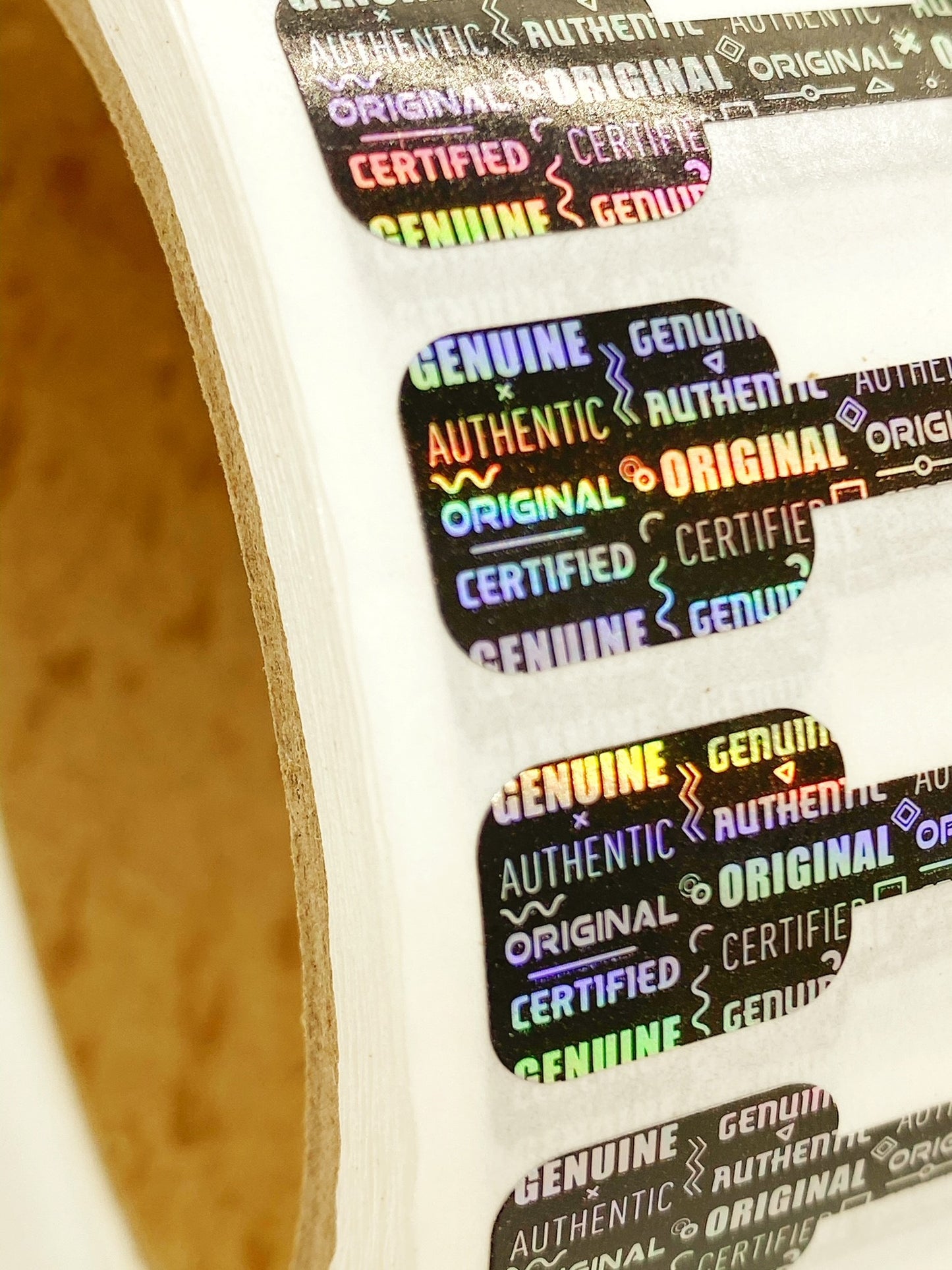 1000ct Holographic Authentic Genuine Tamper Evident Barbell Security Labels