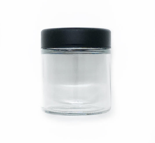 3oz Clear Glass Eighth Jars – Child-Resistant Cannabis Packaging for 3.5g Flower