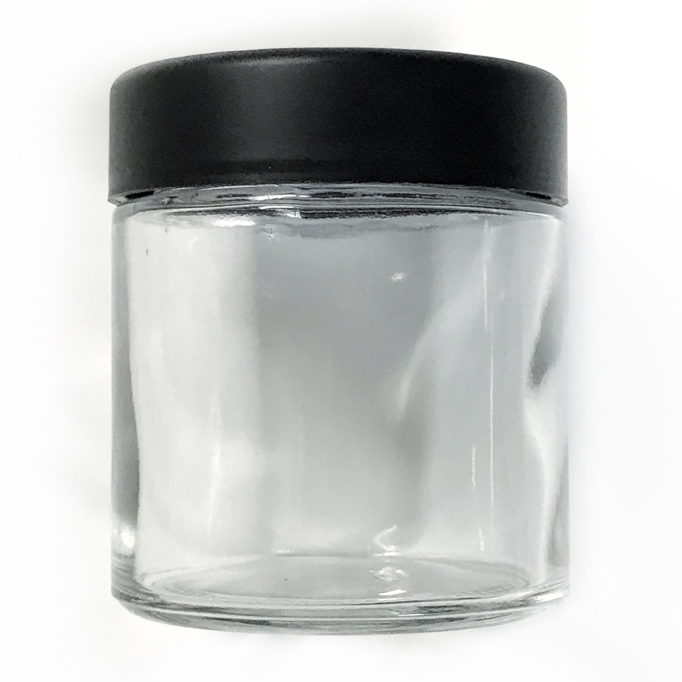 THCR 3oz Clear Glass Jar Child-Resistant Smooth Flat Cap